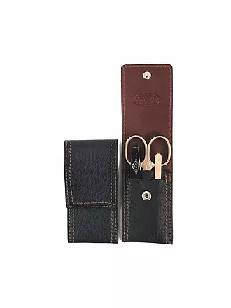 HAMMANN | Set de manucure de voyage dans un étui en cuir (marron foncé, 3 pièces) | 